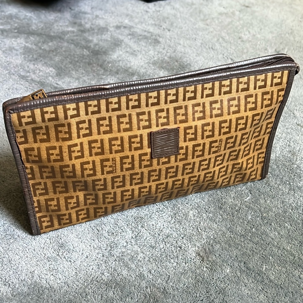 Fendi Vintage Coated Canvas Clutch Bag Purse